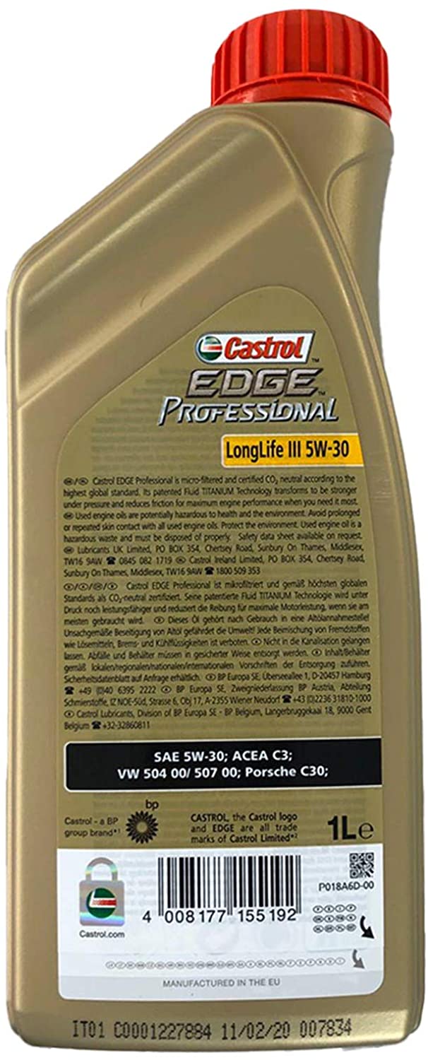 5W-30 Castrol EDGE Professional Longlife III Fluid Titanium Motoröl 1 Liter